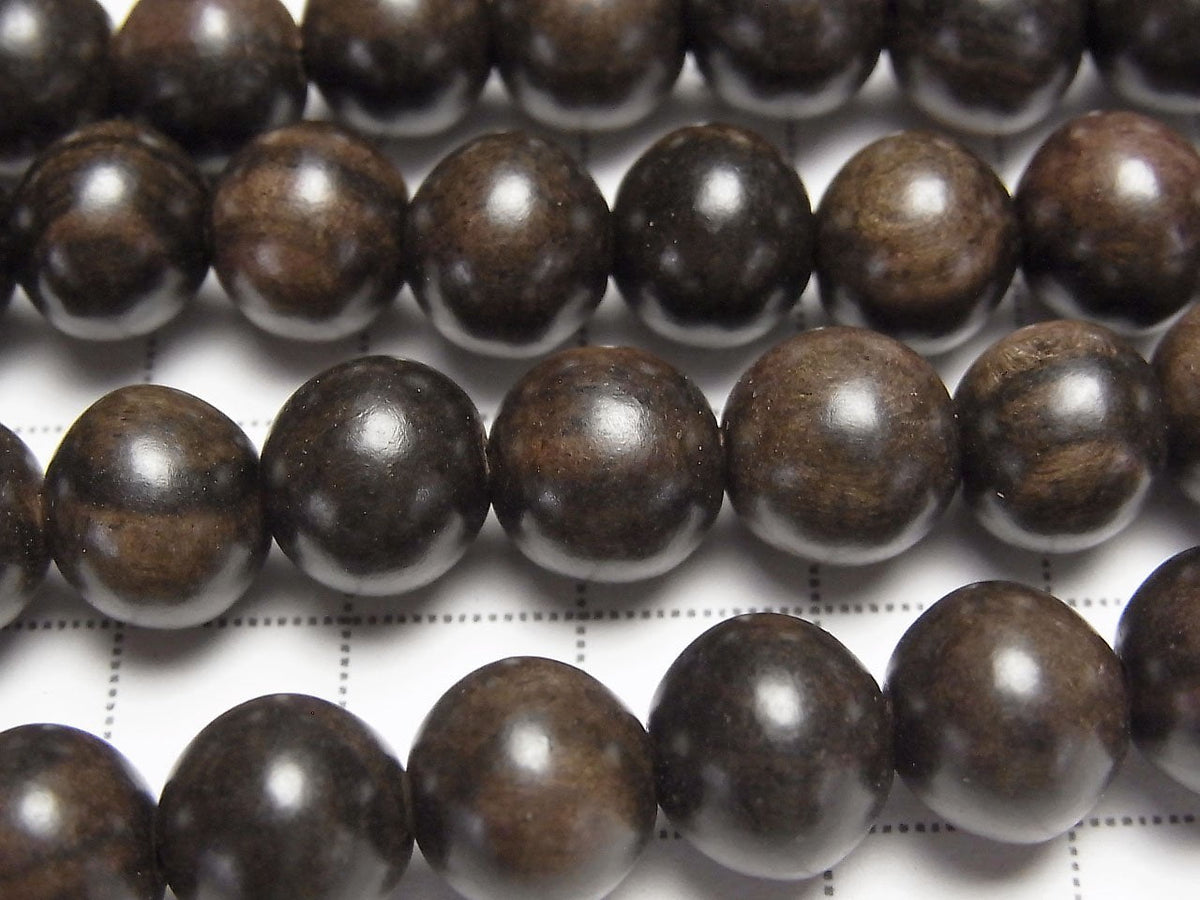 Ebony Wood Semi Round 10mm 1strand beads (aprx.15inch/38cm)