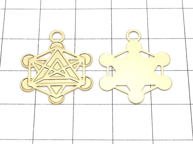 Metal Parts Holy Charm [Metatron Cube] 20 x 23 Gold Color 1 pc $0.99!