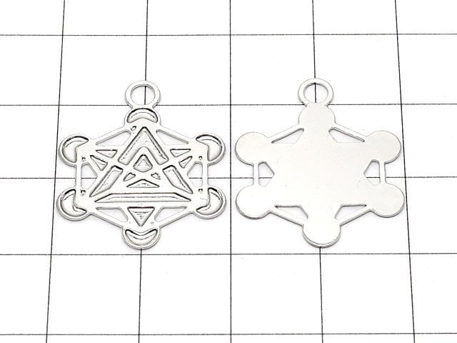 Metal Parts Holy Charm [Metatron Cube] 20 x 23 Silver Color 1 pc $0.99!