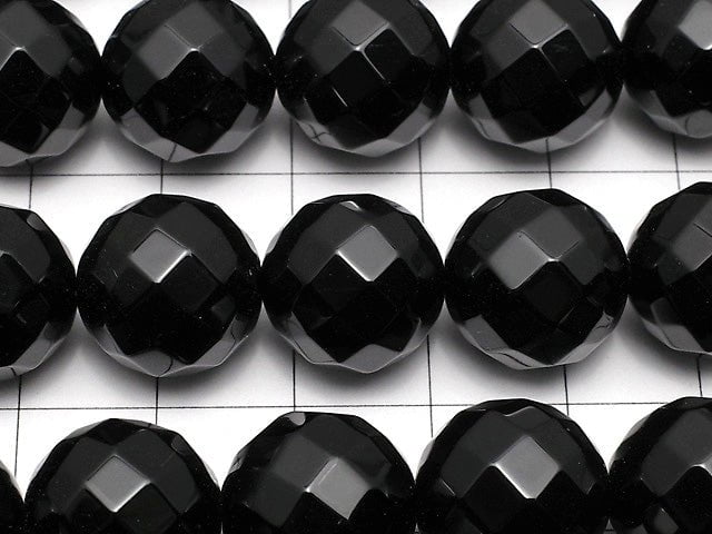 [Video] Onyx  64Faceted Round 14mm half or 1strand beads (aprx.15inch/36cm)