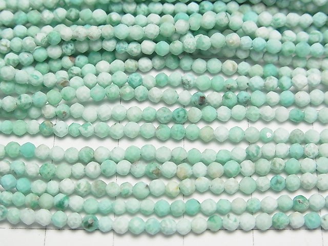 [Video] High Quality! Peru Chrysocolla Faceted Round 2mm 1strand beads (aprx.15inch / 38cm)