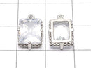 Metal Parts Rectangle Faceted Charm 12x10mm Silver Color (with CZ) 2pcs $3.79!