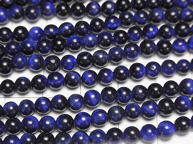 [Video] Blue color Tiger's Eye AAA Round 4mm 1strand beads (aprx.15inch/38cm)