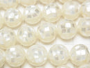 Mosaic Shell White Round 12mm 1/4 or 1strand beads (aprx.15inch/36cm)