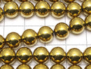 Magnetic! 1strand $4.79! Hematite Round 8mm gold coating 1strand beads (aprx.15inch / 36cm)