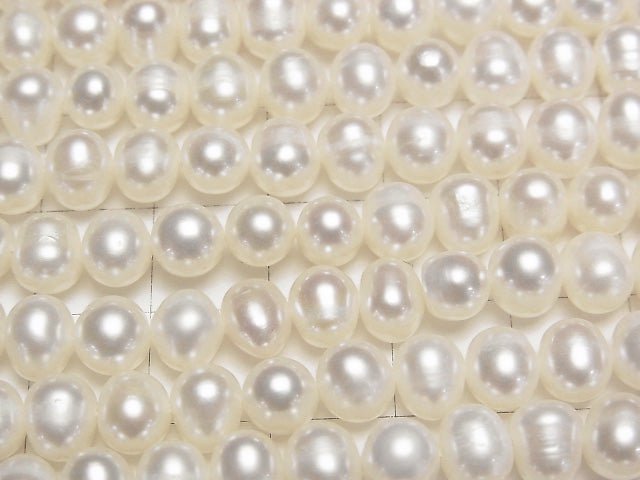 [Video] Fresh Water Pearl AA++ Potato 7mm White 1strand beads (aprx.14inch/35cm)