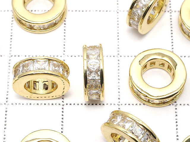 [Video] Metal Parts Rondelle 10.5x10.5x3.5mm Gold (with CZ) 2pcs