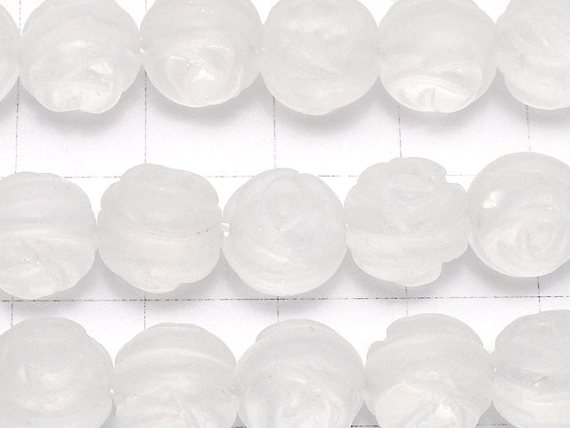 [Video] Frosted Crystal Quartz AAA Round Rose Cut 10mm half or 1strand beads (aprx.14inch/35cm)