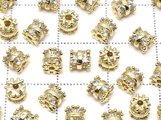 Metal Parts Rondelle 4.5x4.5x4.5mm Gold (with CZ) 2pcs