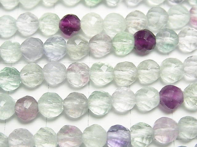 Multicolor Fluorite AA + Twist 72 Faceted Round 6 mm half or 1 strand beads (aprx.15 inch / 38 cm)