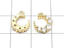 Metal Parts Crescent Charm Gold Color (with CZ) 2pcs