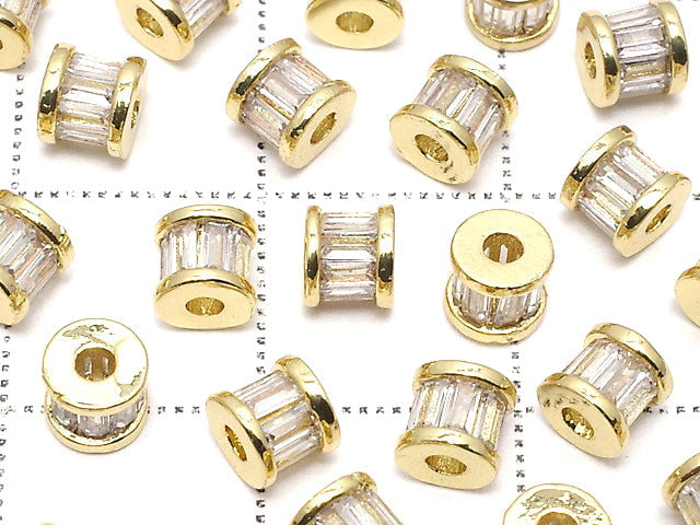 Metal Parts Rondelle 4.5x4.5x4mm Gold (with CZ) 2pcs