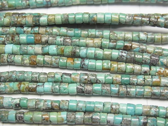 [Video] Turquoise AA++ Roundel (Heishi )3x3x2mm half or 1strand beads (aprx.15inch/38cm)