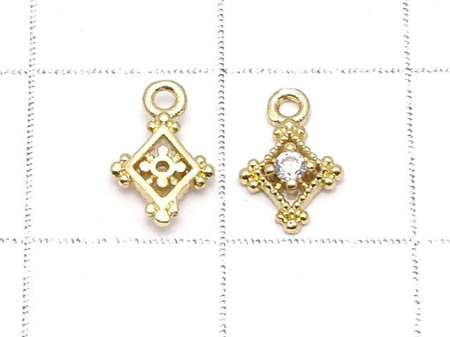 Metal Parts Diamond Charm Gold Color (with CZ) 3pcs $2.99!