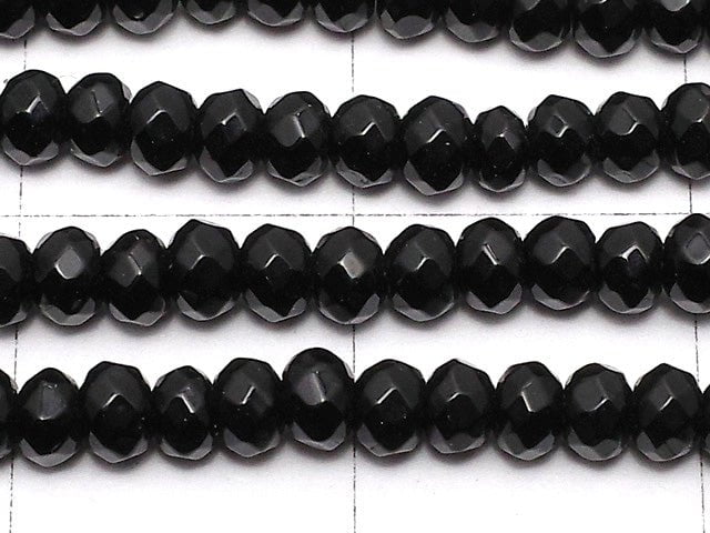 Black color Jade Faceted Button Roundel 3x3x2mm 1strand beads (aprx.14inch / 35cm)