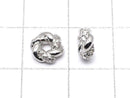 Metal parts Rondelle 7x7x3mm Silver (with CZ) 2pcs