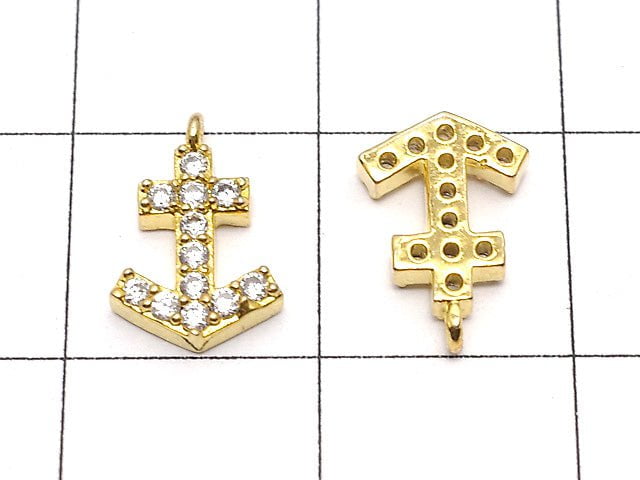 Metal Parts charm 11 x 7.5 Ikari gold color (with CZ) 1 pc $1.79