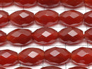 [Video] Red Agate Faceted Rice 12x8x8mm 1strand beads (aprx.14inch / 36cm)