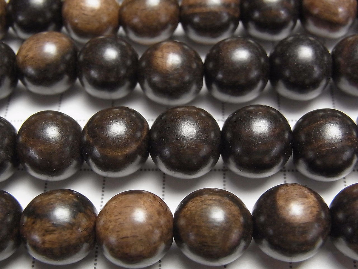 Ebony Wood Semi Round 12mm 1strand beads (aprx.15inch/38cm)