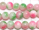 Pink & Green Jade Round 8mm 1strand beads (aprx.15inch / 36cm)