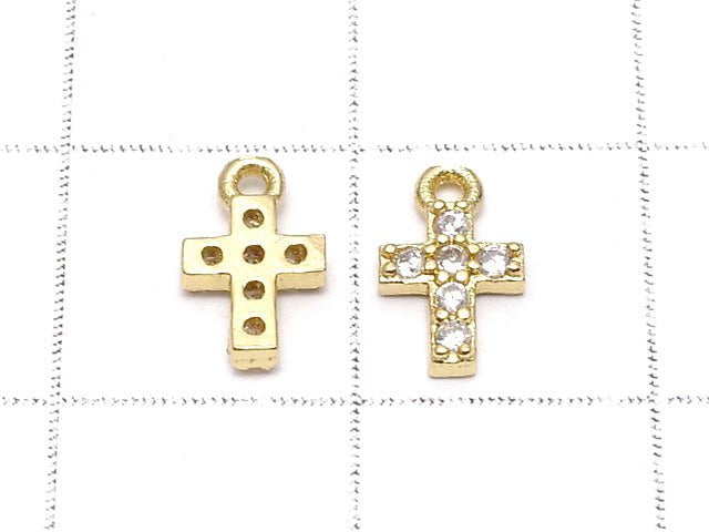 Metal Parts 8x5mm Cross Gold color (with CZ) 2pcs $1.99!