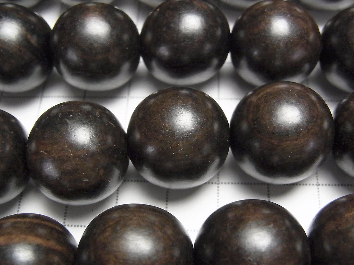 Ebony Wood Semi Round 20mm half or 1strand beads (aprx.15inch/36cm)