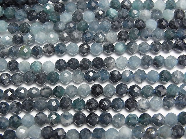 [Video]High Quality! Indigolite Tourmaline AA Faceted Round 4mm 1strand beads (aprx.15inch/37cm)