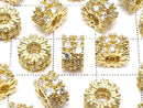 Metal Parts Rondelle 7.5x7.5x5mm Gold (with CZ) 2pcs