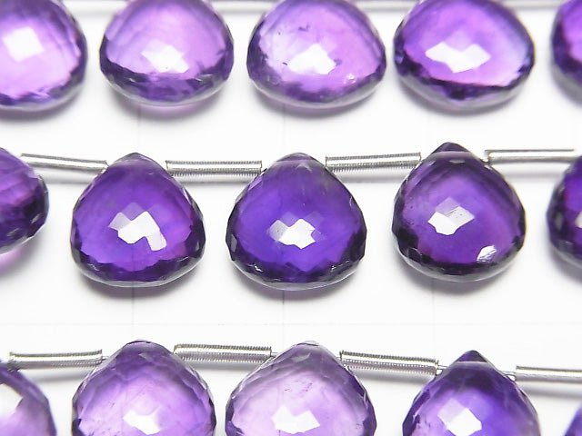 [Video] High Quality Amethyst AAA Chestnut Faceted Briolette 10x10mm half or 1strand (8pcs)