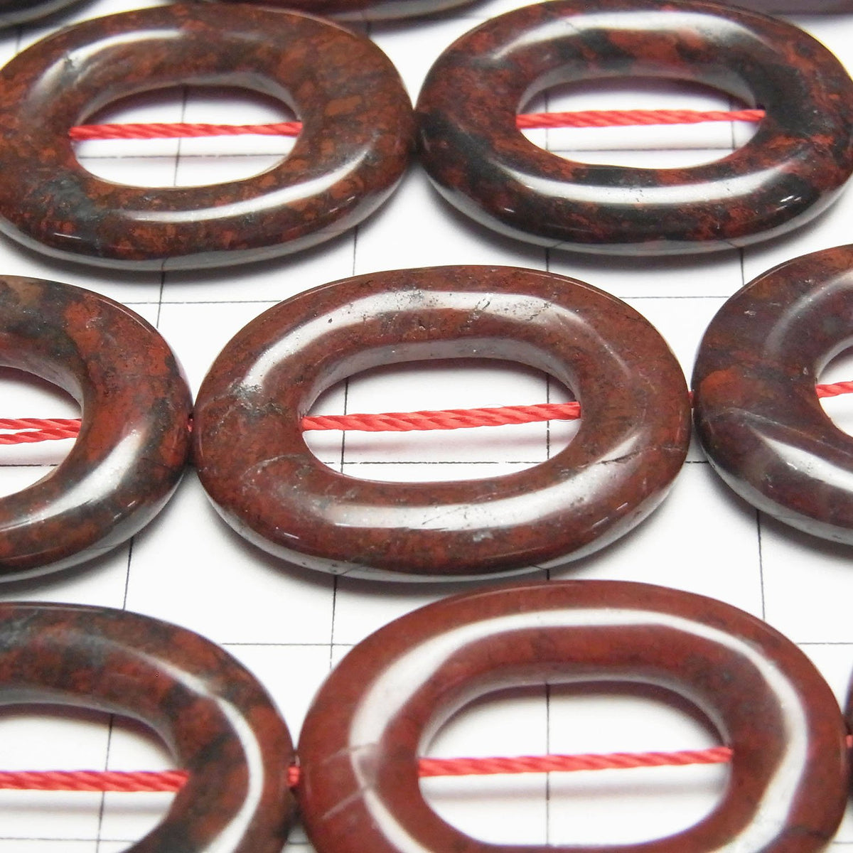 Poppy Jasper Oval (Donut) 25 x 18 x 4 mm half or 1strand beads (aprx.15 inch / 37 cm)