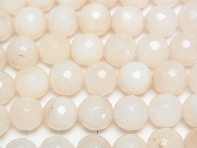 1strand $5.79! Milky beige color Jade 128 Faceted Round 10 mm 1strand beads (aprx.14inch / 35 cm)