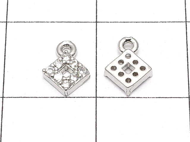 Metal Parts charm with CZ  Diamond Shape 5x5mm silver color 2pcs $1.99!
