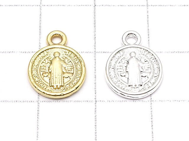 Metal Parts Charm 13x10x2mm St. Benedict Miraculous Medal Motif 10pcs