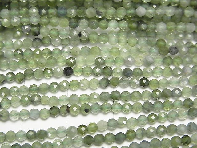 [Video]High Quality! Green Tourmaline AAA Faceted Round 2.5mm 1strand beads (aprx.15inch/37cm)