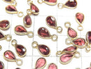 [Video]High Quality Pink Garnet AAA Bezel Setting Pear shape Faceted 6x4mm 18KGP 3pcs