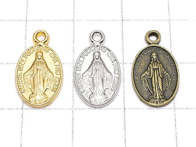 Metal parts charm 14x10mm Miraculous Medal 10pcs
