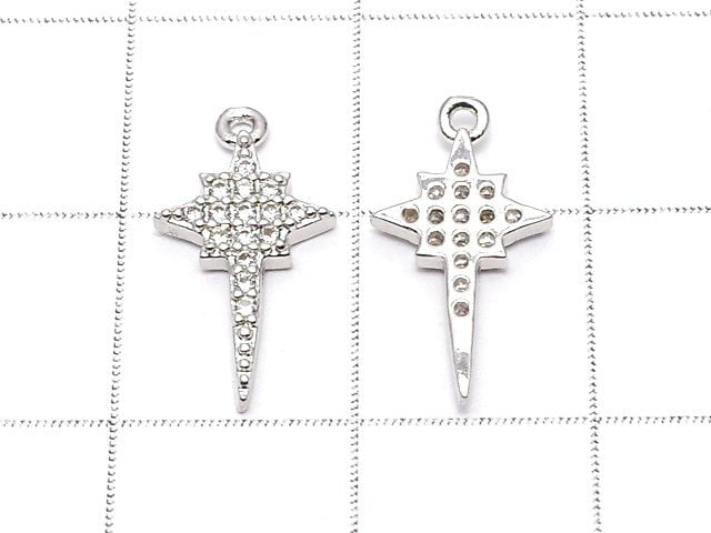 Metal Parts star motif charm 15x8mm Silver color (with CZ) 2pcs $3.59!