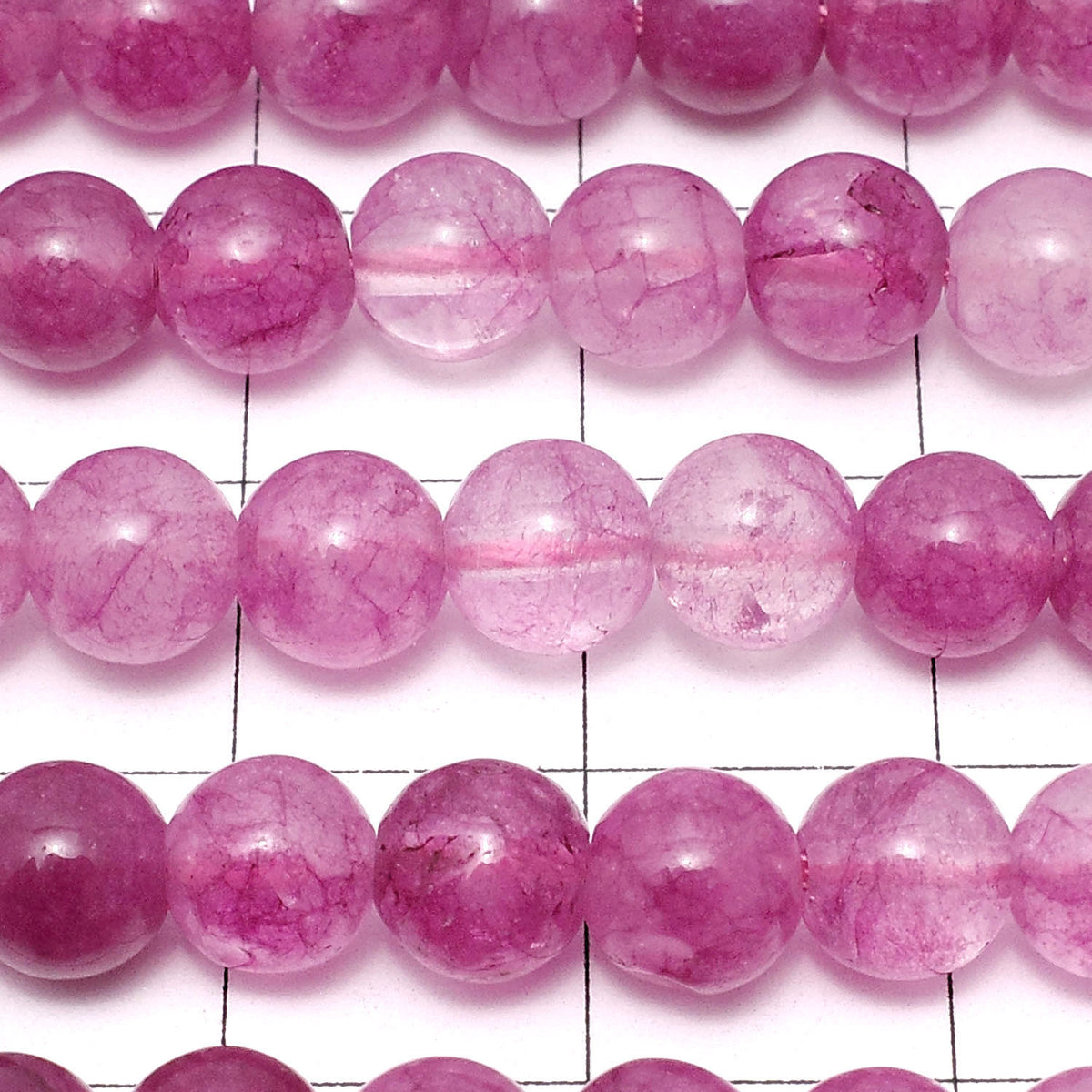 Jade ronde couleur violet-rouge perles 6 mm 1 fil (env. 15 pouces/36 cm)