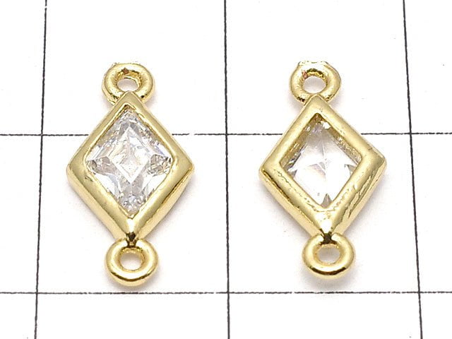 Metal Parts Diamond Both Side Charm Gold Color (with CZ) 5pcs