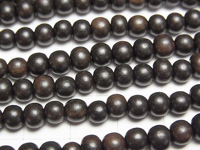 Ebony Wood  Semi Round 5mm 1strand beads (aprx.15inch/38cm)