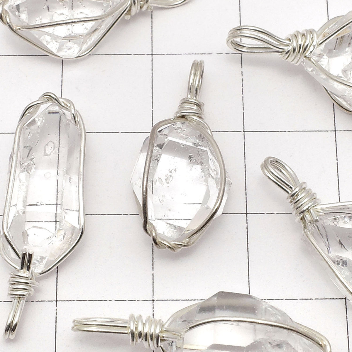 NYHerkimer Diamond AAA Rough Rock Nugget Pendant [L size] Wire frame Silver925 1pc