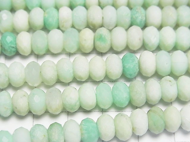 [Video] High Quality! Chrysoprase AA+ Faceted Button Roundel 8x8x5mm half or 1strand beads (aprx.15inch / 38cm)
