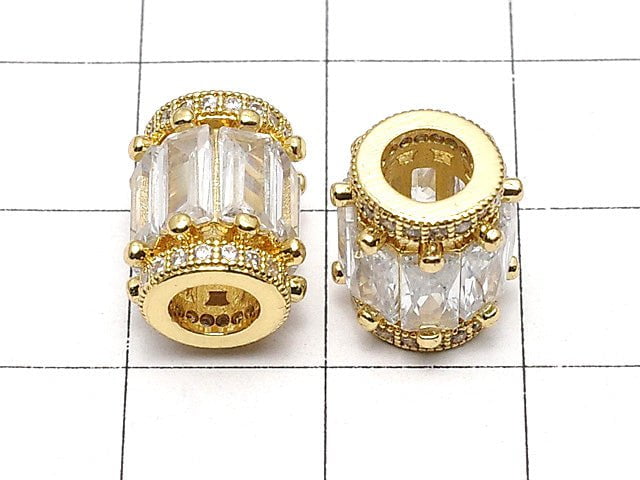 Metal Parts Roundel (Tube) 11 x 9 x 9 mm Gold Color (with CZ) 1 pc $4.79!