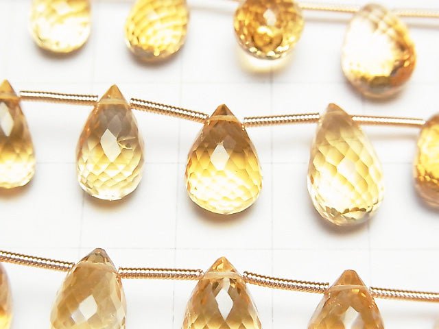 [Video]High Quality Citrine AAA Drop Faceted Briolette half or 1strand (14pcs )