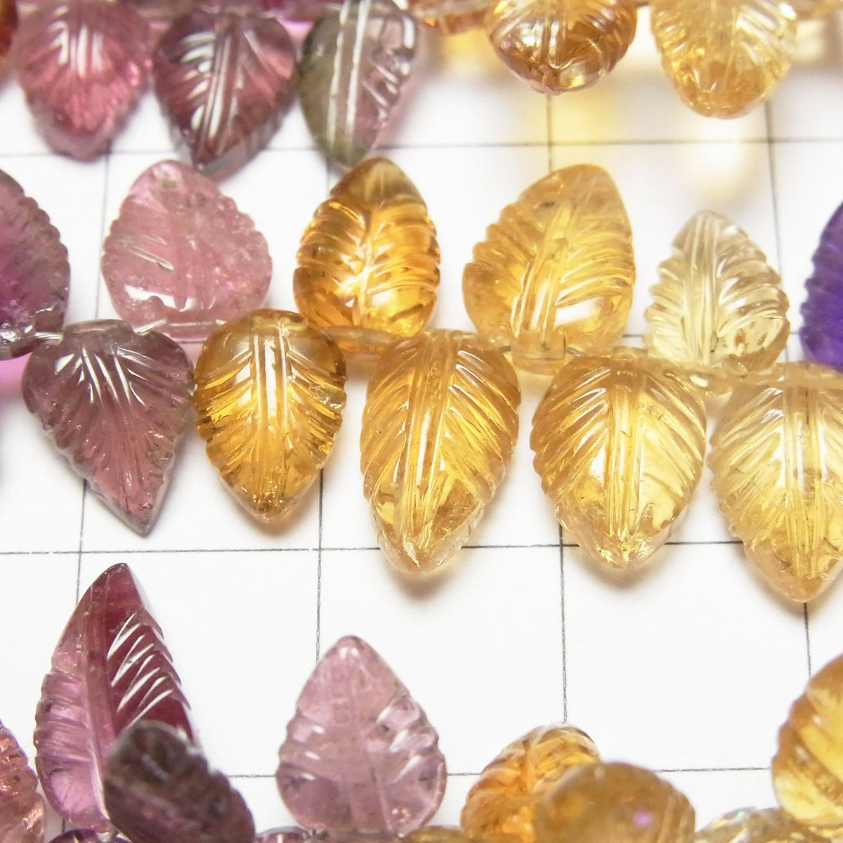 High Quality Mixed Stone AAA Pear shape (Leaf Carving) Faceted Briolette half or 1strand beads (aprx.7inch/18cm)