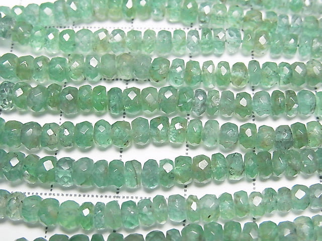[Video]High Quality Emerald AA++ Faceted Button Rondelle half or 1strand beads (aprx.15inch/38cm)