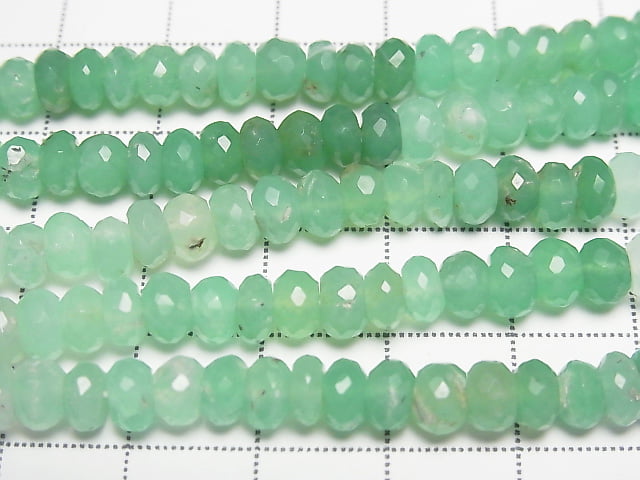 [Video] Chrysoprase AAA--AA++ Faceted Button Rondelle  half or 1strand beads (aprx.14inch/34cm)