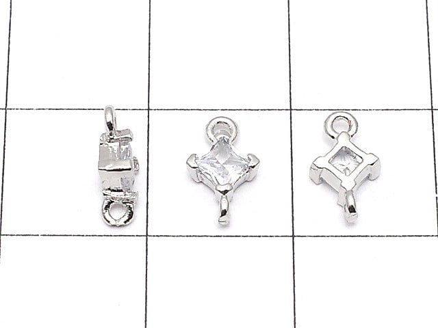 Metal Parts Diamond Both Side Charm Silver Color (with CZ) 3pcs $3.79!