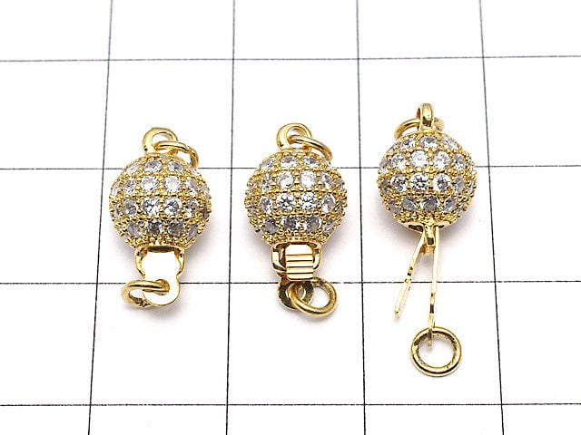 Metal Parts clasp Round 8 mm, 10 mm gold color (with CZ) 1 pc $3.99