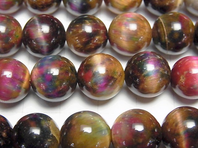 [Video] Mix Tiger's Eye AAA- Round 12mm 1strand beads (aprx.14inch / 35cm)